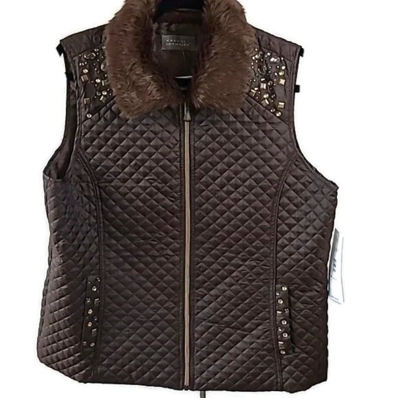 Quilted style vest with rhinestone embellishments NEW size L - Picture 1 of 6